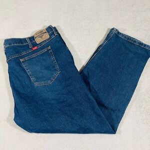 Wrangler Straight Leg Jeans Mens 44x29 Blue Premium Quality Stretch Relaxed Fit